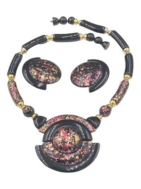 Fabulous Vintage Italian Lucite Necklace Earring Set